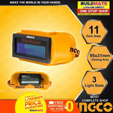 Ingco Auto Darkening Welding Goggles Ahm112 •buildmate• I Lazada Ph