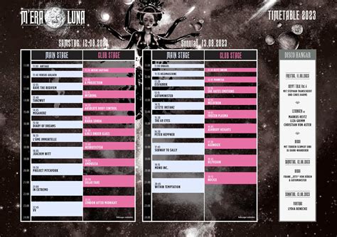 M Era Luna Running Order Timetable