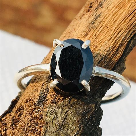 Black Onyx Ring Natural Black Onyx Sterling Silver Ring Etsy