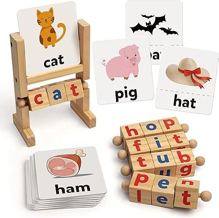 Amazon Coogam Wooden Reading Blocks Short Vowel Rods Spelling