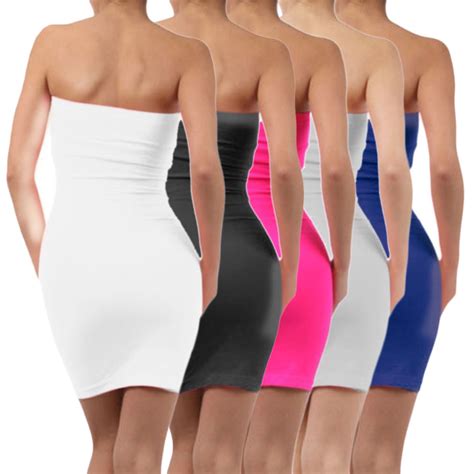 Elastic Tube Mini Dress Strapless Stretch Tight Body Con Seamless One