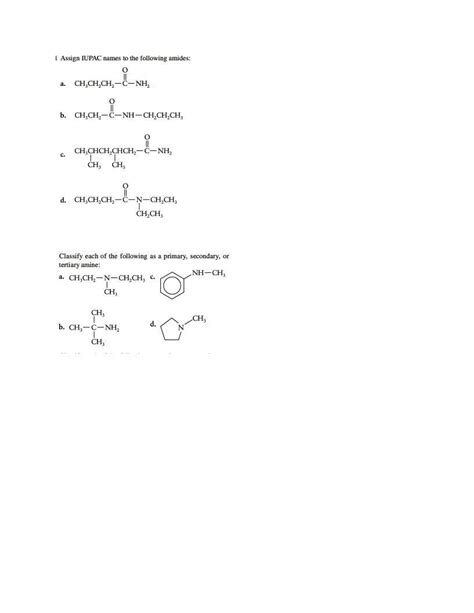 Solved I Assign IUPAC Names To The Following Amides A B Chegg