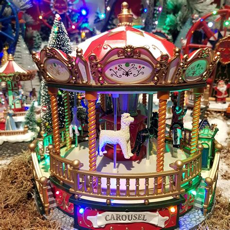 Carrousel Lumineux Et Musical Manège De Fête Village De Noel Eminza