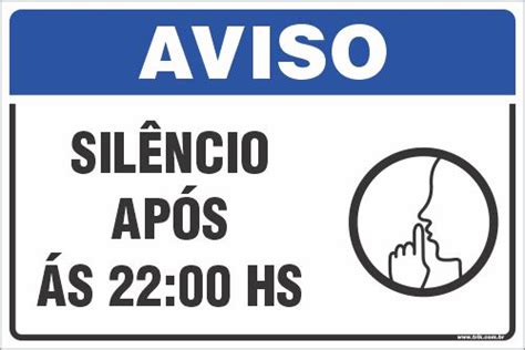 Placa de aviso silêncio após ás 22 00 hs Trik