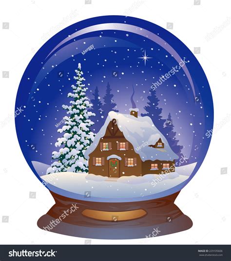 Vector Illustration Beautiful Snow Globe Snowy Stock Vector Royalty