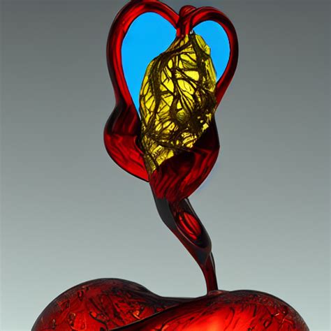 Prompthunt Glass Sculpture Of Anatomical Heart With Stained Crystle