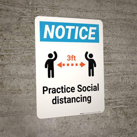 Notice Practice Social Distancing With 3ft Icon Wall Sign