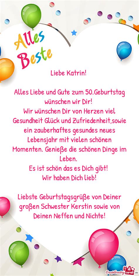 Alles Liebe und Gute zum 50 Geburtstag wünschen wir Dir Kostenlose Karten