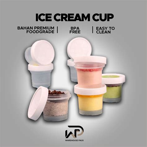 Jual 10 Pcs Ice Cream Cup Tutup Pot Jar Es Krim Wadah Kemasan