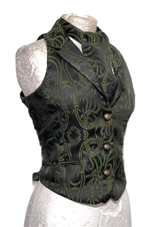 2 Pcs Women Waistcoat Outfit With Back Corseted In Copper Black