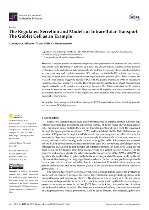 Pdf The Regulated Secretion And Models Of Intracellular Transport