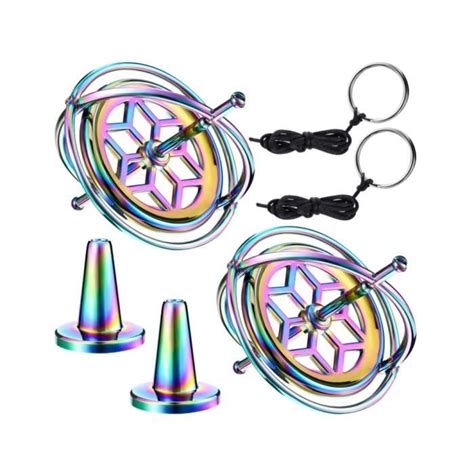 2 Paquets Gyroscope Anti Gravité en Métal Gyroscope Toupie Coloré Jouet