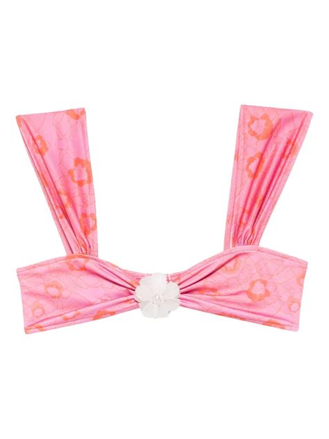 Roberta Einer x Kiss n Thrill Nikita floral appliqué Bikini Top Pink FARFETCH