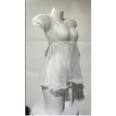 Plus Size Lingerie Sexy White Lace Open Nightgown Transparent Lace Dress For Women Seduce