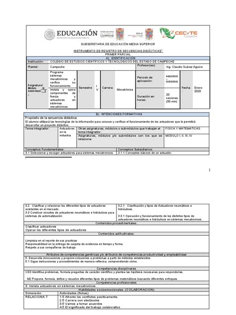 Secuencia Didactica Modulo Iii Submodulo Ii 1p 2p Y 3p 2020 Pdf