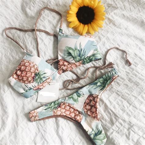 Fashion Sexy Printed Pineapple Bikini Swimwear On Luulla