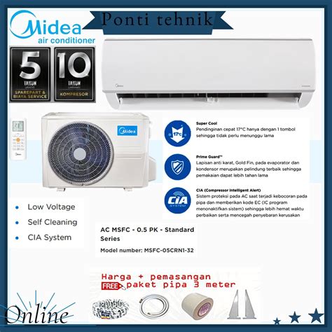 Jual Ac Midea Msfc Crn X Lowat Series Pk Pemasangan Shopee