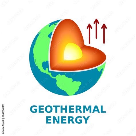 Geothermal Energy Color Icon Earth Cross Section With Rays Of Thermal