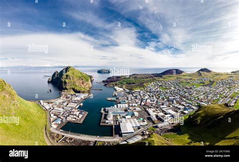 The Harbor And The Town Vestmannaeyjar Stock Photo Alamy