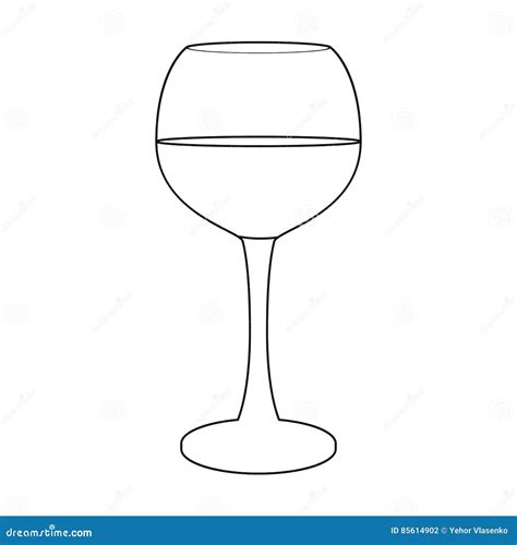 Glass Of Red Wine Icon In Outline Style Isolated On White Background Wine Production Symbol