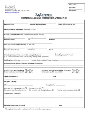 Fillable Online Commercial Zoning Compliance Application Fax Email