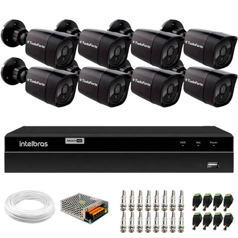 Kit 8 Câmeras Segurança Bullet Black Full Hd 1080p Infra 20m Ip66 Dvr