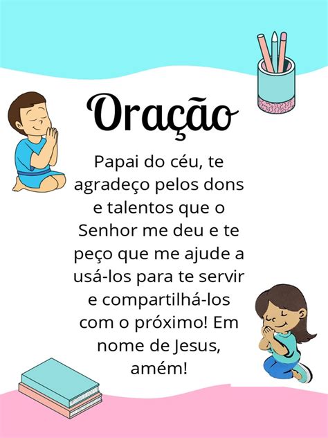 Oração Para Crianças Na Escola - Oração - Modelo para Crianças | PDF