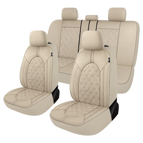 buy caromop luxury leather car seat covers full set waterproof seat