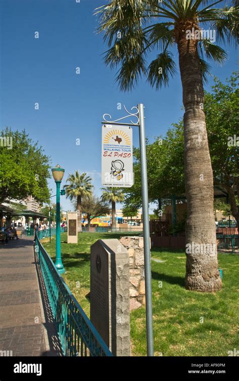 Texas El Paso Downtown Walking Tour Sign Stock Photo Alamy