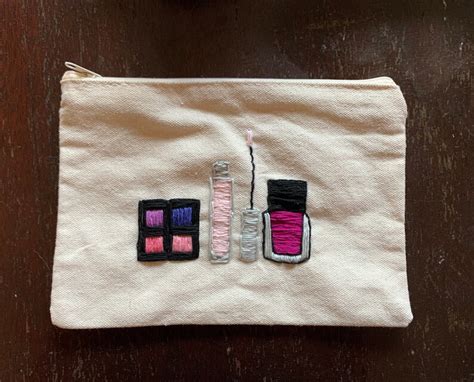 Embroidered Makeup Bag Etsy