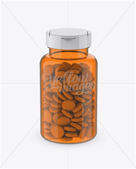 Orange Pill Bottle Mockup (High-Angle Shot) on Yellow Images Object Mockups