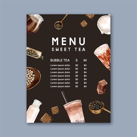 Milk Tea Menu Design