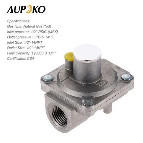 Aupoko 1 2 Gas Regulator 1 2 14NPT Natural Gas Grill Regulator