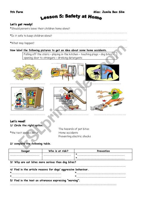 Safety At Home Esl Worksheet By Rannou