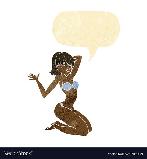 Cartoon Sexy Bikini Girl With Speech Bubble Vector Image