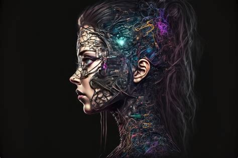 Premium Photo Artificial Intelligence Humanoid Cyber Girl With A