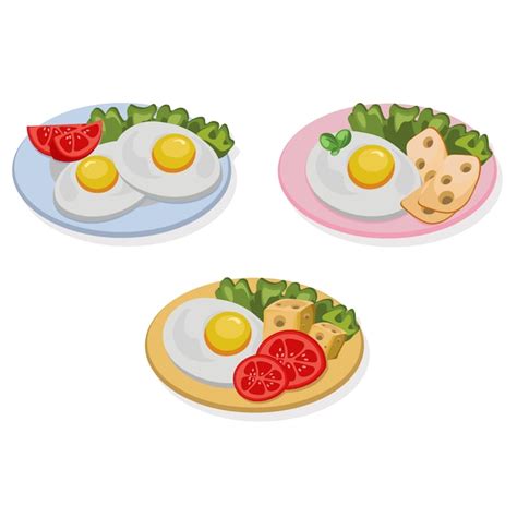 Premium Vector Plates With Eggs Collection