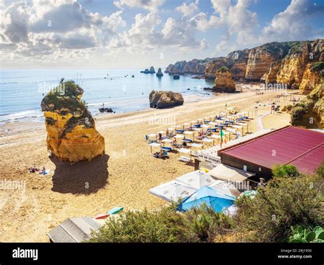 Praia Dona Anna In October Lagos Algarve Portugal Europe Stock Photo