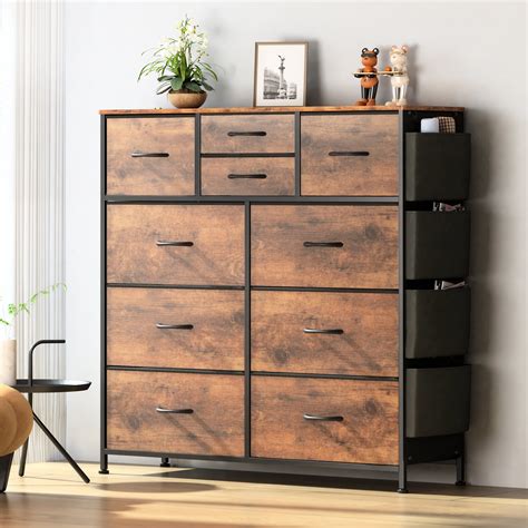 GIKPAL 10 Drawer Dresser Chest Of Drawers For Bedroom Fabric Dressers