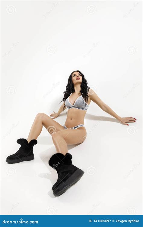 Woman In Lingerie With Long Curly Black Hair Stock Image Image Of Fashionable Caucasian