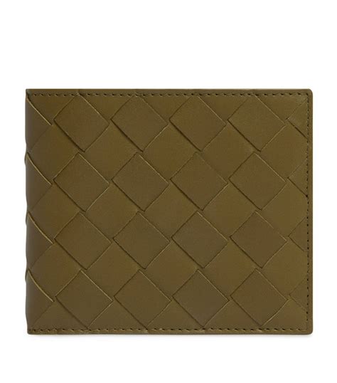 Mens Bottega Veneta Grey Leather Intrecciato Bifold Wallet Harrods Uk