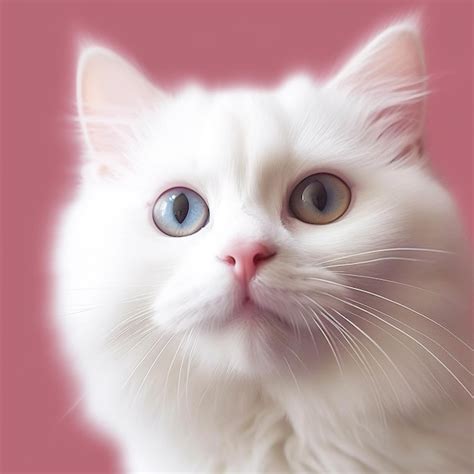 Um Gato Branco Olhos Verdes E Nariz Rosa Foto Premium