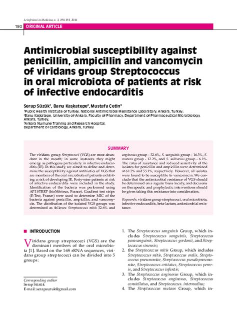 Pdf Antimicrobial Susceptibility Against Penicillin Ampicillin And