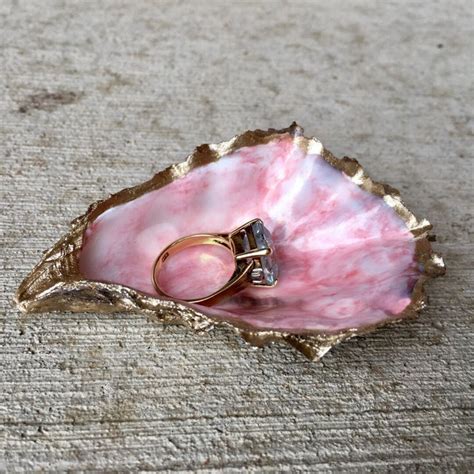 Roze En Gouden Shell Ring Dish Ringhouder Ring Bowl Etsy Nederland