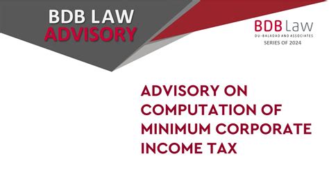 Advisory On Computation Of Minimum Corporate Income Tax