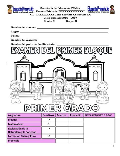 Examen De Diagn Stico Del Primer Grado Para El Ciclo Escolar