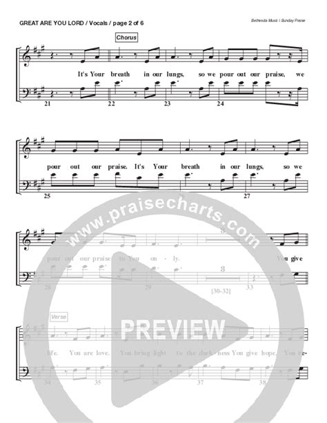 Great Are You Lord (Live) Choir Sheet Music PDF (Bethesda Music / Arr ...