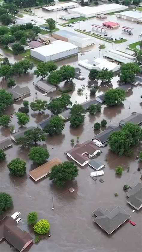 Drone Video Shows Extensive Flooding In Iowa