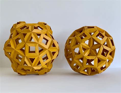 Inverted Rhombicosidodecahedron Geometric Origami Sculpture Paper Art