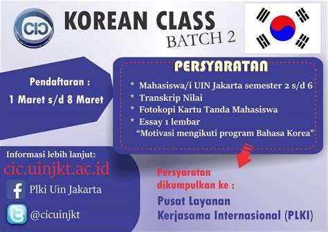 Plki Kembali Buka Kursus Bahasa Korea Bacth Ii Universitas Islam